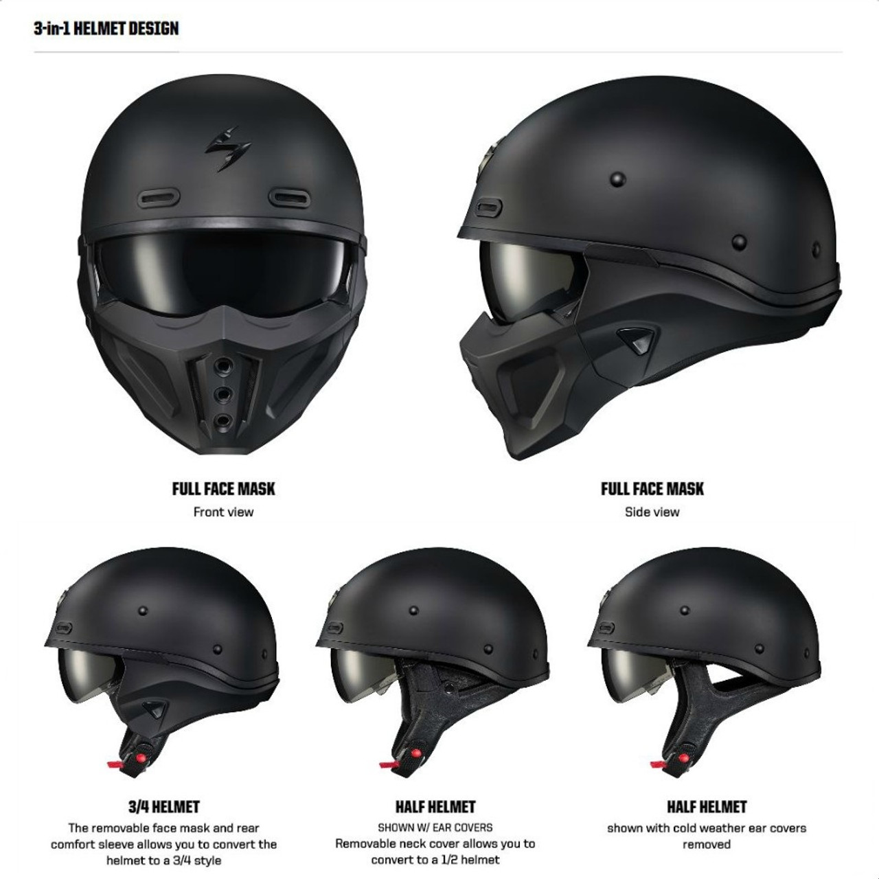 Scorpion Covert X Helmet - Matte Black - Riders Biker Supply